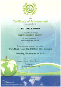 Green World AwardCertificate 2019